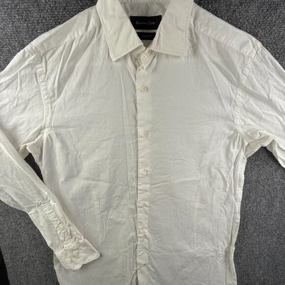 Massimo Dutti Slim Fit Size 40 (15.75) Men White Long Sleeve Button Up Shirt - Picture 1 of 16